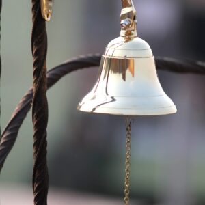 Handcrafted Trading Co Wall Mountable Nautical Brass Bell 4" Gold - Solid Brass Wall Hanging Ship Bell