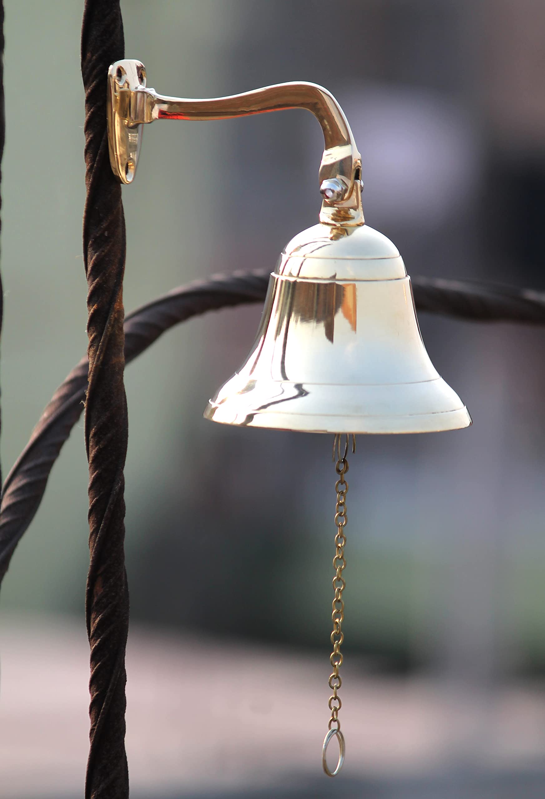 Handcrafted Trading Co Wall Mountable Nautical Brass Bell 4" Gold - Solid Brass Wall Hanging Ship Bell