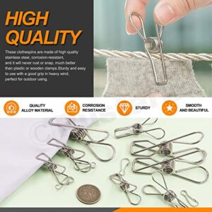 Rustark 145Pcs Stainless Steel Clothespin Clips with Spring Hooks Assortment Kit Heavy Duty Multipurpose Metal Wire Utility Clips Windproof Clothes Pegs for Outdoor Clothesline Home Kitchen