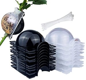 miiim 10 pcs air layering propagation kit with zip ties, reusable half transparent grafting ball, air layering pods clear, plant rooting grafting box for fast propagation plants (medium)