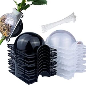 MIIIM 10 PCS Air Layering Propagation Kit with Zip Ties, Reusable Half Transparent Grafting Ball, Air Layering Pods Clear, Plant Rooting Grafting Box for Fast Propagation Plants (Medium)