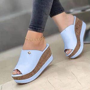 Shijian Women Casual Platform and Wedge Sandals Casual Summer Heels Open Toe Sandals Summer Slides Slippers