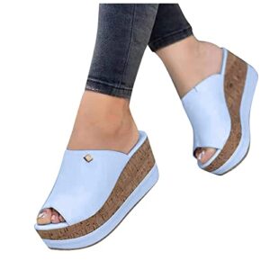 Shijian Women Casual Platform and Wedge Sandals Casual Summer Heels Open Toe Sandals Summer Slides Slippers