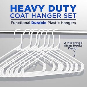 SereneLife White Standard Plastic Hangers - Space Saving Durable Tubular Heavy Duty Clothes Hanger Set Ideal for Laundry/Daily Use, Can Hold Up to 5.5 Lbs. for Coats, Jackets, Pants & Dress (50-Pack)
