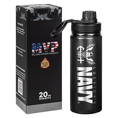 20oz US Navy Water Bottle - Double Wall Vacuum Insulated Stainless Steel Great for PT and Outdoor Sports Like Hiking Camping and Cycling-OFFICIALLY LICENSED