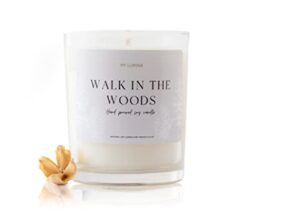 my lumina walk in the woods aromatherapy candle -natural heart chakra energy - soy wax scented candle for home decor art, self care, spiritual healing gift, women (aromatherapy, 6.5)