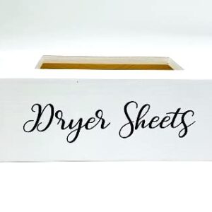 Laundry Dryer Sheet Storage Box/Dispenser for softener, fabric sheets. Elegant & classy to enhance any laundry area, WHITE