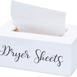 Laundry Dryer Sheet Storage Box/Dispenser for softener, fabric sheets. Elegant & classy to enhance any laundry area, WHITE