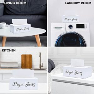 Laundry Dryer Sheet Storage Box/Dispenser for softener, fabric sheets. Elegant & classy to enhance any laundry area, WHITE