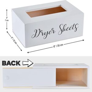 Laundry Dryer Sheet Storage Box/Dispenser for softener, fabric sheets. Elegant & classy to enhance any laundry area, WHITE