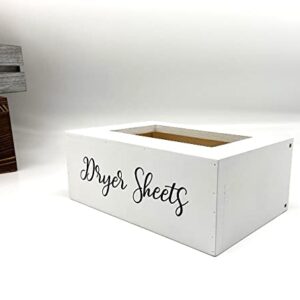 Laundry Dryer Sheet Storage Box/Dispenser for softener, fabric sheets. Elegant & classy to enhance any laundry area, WHITE