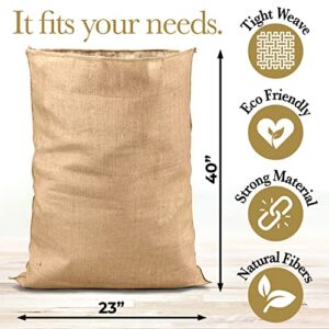 Single Large Burlap Sack - Reusable Woven Jute Bag for Backyard Gardening, Food Storage, Halloween Costume - Big Gunny Sack for Family Carnival Games, Outdoor Games For Kids, Party Decor - 23x40"