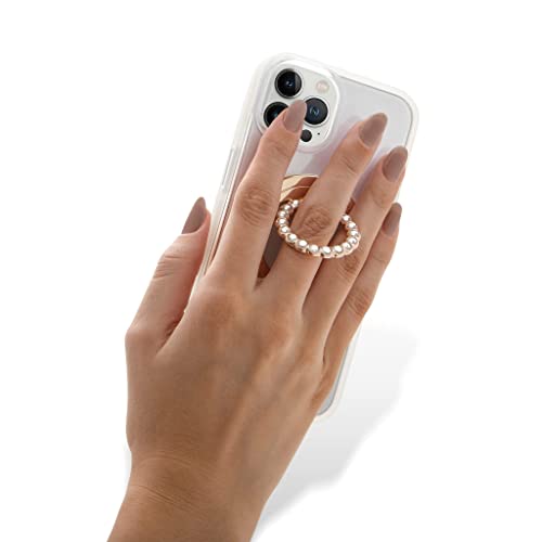 Sonix Magnetic Phone Ring Holder with Finger Ring and Phone Stand for iPhone 15, 14, 13, 12 Series Magsafe Cases (Gold/Clear)