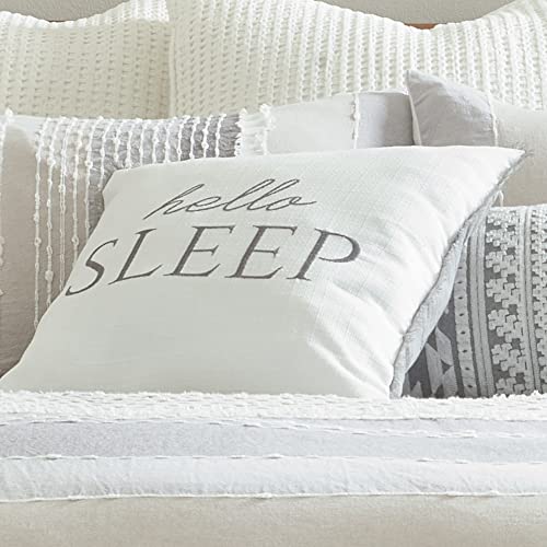 Levtex Home - Santander Grey - Decorative Pillow (18 x 18in.) - Hello Sleep - White and Grey