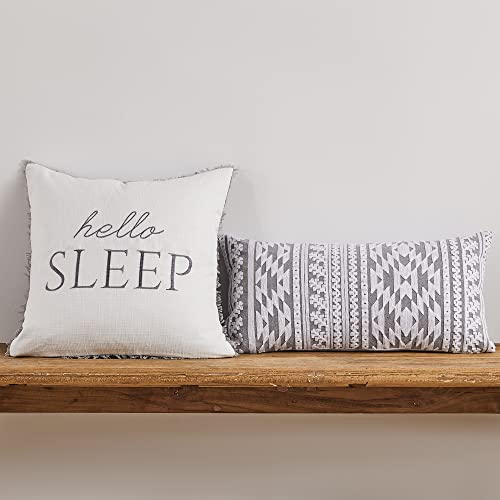 Levtex Home - Santander Grey - Decorative Pillow (18 x 18in.) - Hello Sleep - White and Grey