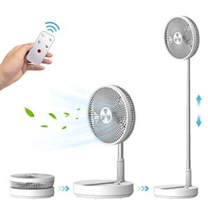 coococo 10" foldable portable fan, 7200mah battery operated rechargeable fan, height adjustable oscillating fan with remote control standing fan for bedroom,cordless quiet travel fan, home, office
