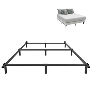 lijqci king size bed frame, 7 in metal king-size bed-frame for box spring foundation, heavy duty bed frame king platform easy assembly, noise free, black