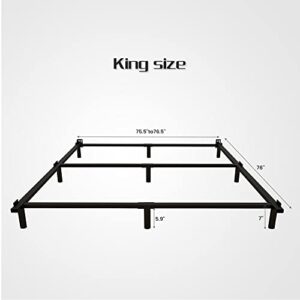 LIJQCI King Size Bed Frame, 7 in Metal King-Size Bed-Frame for Box Spring Foundation, Heavy Duty Bed Frame King Platform Easy Assembly, Noise Free, Black