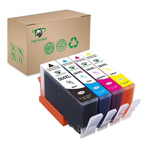 Supricolor Replacement 564xl Ink Cartridges, Compatible Ink for HP 564XL 564 XL Work with Photosmart 7520 5520 6520 6510 7510 7515 C310a DeskJet 3520 3522 (1Black 1Cyan 1Magenta 1Yellow) 4 Pack