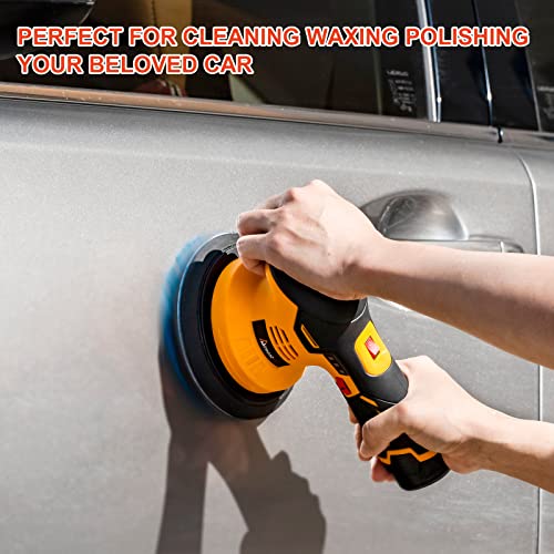 Aiment Cordless Car Buffer Polisher, 6 Inch 5000RPM Cordless Buffer with 2pcs 12V 2.0Ah Rechargeable Battery, 6 Variable Speed, Buffer Polisher Kit for Car Detailing/Car Scratch Repairing