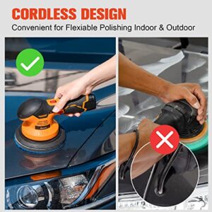 Aiment Cordless Car Buffer Polisher, 6 Inch 5000RPM Cordless Buffer with 2pcs 12V 2.0Ah Rechargeable Battery, 6 Variable Speed, Buffer Polisher Kit for Car Detailing/Car Scratch Repairing