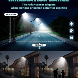 Lovus 6000LM Outdoor Solar LED Street Lights Dusk to Dawn with Radar Sensor for Parking Lot, Yard, Garage, Patio