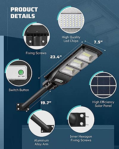 Lovus 6000LM Outdoor Solar LED Street Lights Dusk to Dawn with Radar Sensor for Parking Lot, Yard, Garage, Patio