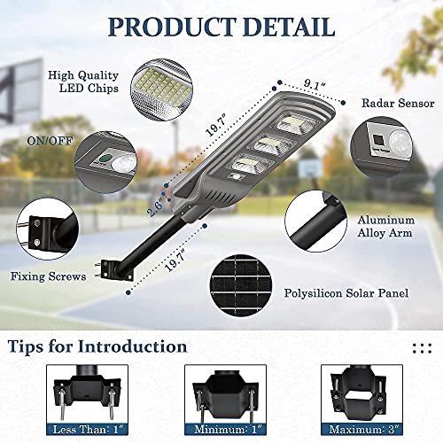 Lovus 6000LM Outdoor Solar LED Street Lights Dusk to Dawn with Radar Sensor for Parking Lot, Yard, Garage, Patio