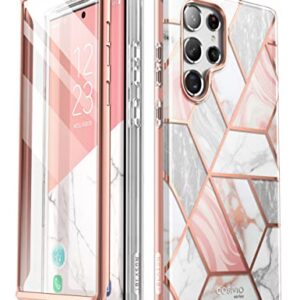 i-Blason Cosmo Series for Samsung Galaxy S22 Ultra 5G Case (2022 Release), Slim Stylish Protective Case with Built-in Screen Protector (Marble)