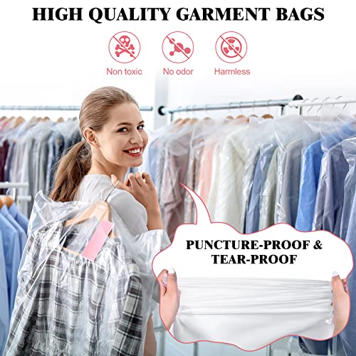 Shappy 150 Pack Dry Cleaning Bags Transparent Plastic Garment Covers Bags Clear Dry Cleaner Bags Dust Clothing Covers for Suits, Dresses, Gowns, Coats, Uniforms, Laundrette, 40 x 20 Inch