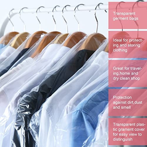 Shappy 150 Pack Dry Cleaning Bags Transparent Plastic Garment Covers Bags Clear Dry Cleaner Bags Dust Clothing Covers for Suits, Dresses, Gowns, Coats, Uniforms, Laundrette, 40 x 20 Inch