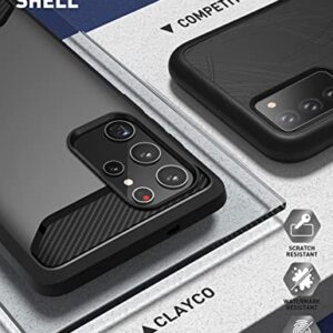 Clayco Xenon Series Case for Samsung Galaxy S22 Ultra (6.8 Inch) 5G 360 Degree Mobile Phone Case Robust Protective Bumper Case Full Cover with Integrated Screen Protector 2022 Edition (Black)