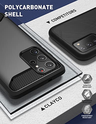 Clayco Xenon Series Case for Samsung Galaxy S22 Ultra (6.8 Inch) 5G 360 Degree Mobile Phone Case Robust Protective Bumper Case Full Cover with Integrated Screen Protector 2022 Edition (Black)