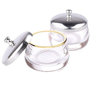 torokom 2pcs dappen dish glass monomer dish with lid for acrylic nails small clear nail cup containers for liquid powder damping dapping dish holder supplies