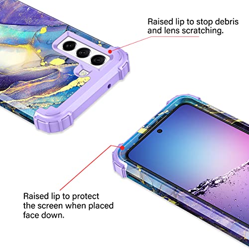Rancase for Galaxy S21 FE 5G Case,Three Layer Heavy Duty Shockproof Protection Hard Plastic Bumper +Soft Silicone Rubber Protective Case for Samsung Galaxy S21 FE 5G,Purple