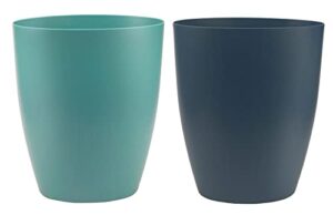 gereen 2 gallon small trash can,oval small trash bin wastebasket for bathroom bedroom kitchen countertop under sink (2 pack, blue+green)