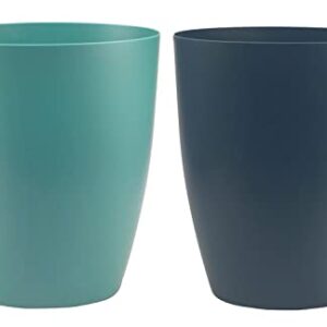 Gereen 2 Gallon Small Trash Can,Oval Small Trash Bin Wastebasket for Bathroom Bedroom Kitchen Countertop Under Sink (2 Pack, Blue+Green)