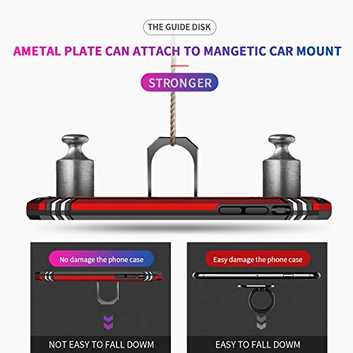 LeYi Compatible with iPhone 11 Pro Phone Case with [2Pack] Tempered Glass Screen Protector, [Military-Grade] Protective Phone Cover Case with Magnetic Ring Kickstand for iPhone 11 Pro 5.8 inch, Red