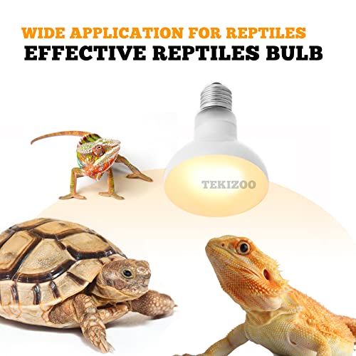 TEKIZOO Reptile Heat Lamp UVA Basking Daylight Spot Bulb for Amphibian,Lizard,Tortoise,Bearded Dragon 50W(3 Pack)