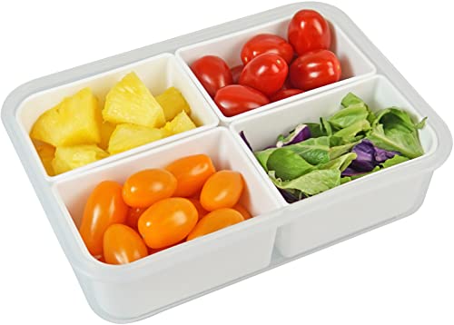 carrotez Food Storage Container with 4 Removable Compartments, Food Prep Container with Airtight Lids, Portion Control Container, Reusable, BPA Free, 6.3 Cup (1500ml)