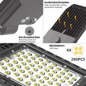 3 Pack 300W LED Parking Lot Lights Adjustable Slip Fitter, 5000K 39000LM (135LM/W) Outdoor Street Lighting with Dusk to Dawn Photocell, IP65 Waterproof Shoebox Pole Light for Stadium Sports