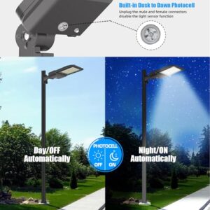 3 Pack 300W LED Parking Lot Lights Adjustable Slip Fitter, 5000K 39000LM (135LM/W) Outdoor Street Lighting with Dusk to Dawn Photocell, IP65 Waterproof Shoebox Pole Light for Stadium Sports