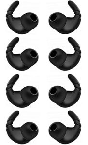 rqker sport ear tips with hook compatible with beats studio buds, 4 pairs soft silicone anti slip anti lost ear tips earhook sport eartips hook compatible with beats studio buds, 4 pairs black