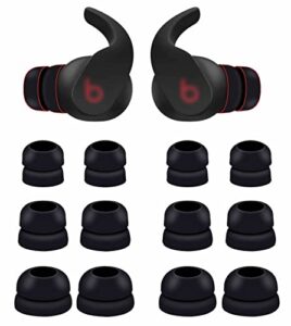 6 pairs double flange compatible with beats fit pro ear tips buds, s/m/l 3 size replacement noise reduce silicone wing eartips earbuds earplug fit in case for beat fit pro - black