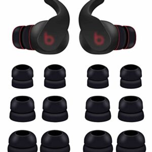 6 Pairs Double Flange Compatible with Beats Fit Pro Ear Tips Buds, S/M/L 3 Size Replacement Noise Reduce Silicone Wing Eartips Earbuds Earplug Fit in Case for Beat Fit Pro - Black