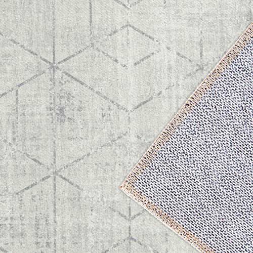 jinchan Area Rug 4x6 Washable Rug Blue Rug Modern Carpet Indoor Floor Cover Vintage Mat Foldable Thin Rug Geometric Accent Rug for Living Room Bedroom Kitchen Non Slip