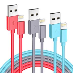 jeercor colorful iphone charger, mfi certified lightning cable 3pack 6ft high speed data sync transfer charger cable compatible with iphone 13/12/11 pro max/xs max/xr/xs/x/8/7/plus/6s/6/se/5s/ipad …