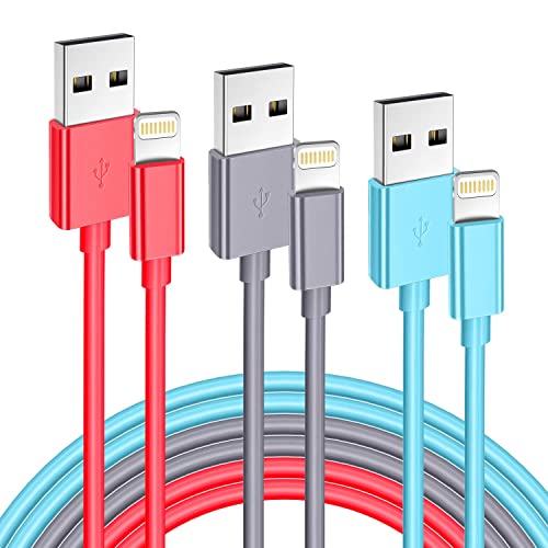 Jeercor Colorful iPhone Charger, MFI Certified Lightning Cable 3PACK 6FT High Speed Data Sync Transfer Charger Cable Compatible with iPhone 13/12/11 Pro Max/XS MAX/XR/XS/X/8/7/Plus/6S/6/SE/5S/iPad …