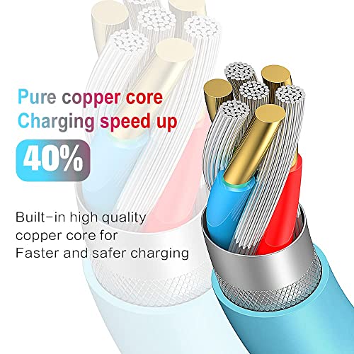 Jeercor Colorful iPhone Charger, MFI Certified Lightning Cable 3PACK 6FT High Speed Data Sync Transfer Charger Cable Compatible with iPhone 13/12/11 Pro Max/XS MAX/XR/XS/X/8/7/Plus/6S/6/SE/5S/iPad …