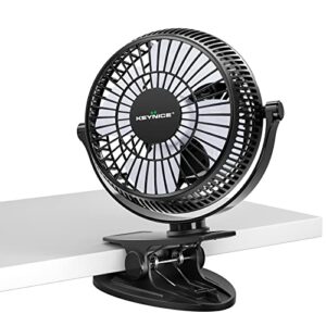 keynice usb desk fan, 4 inch stroller fan, mini clip on fan, 2 speed portable quiet fan, 360° rotate usb fan for home, office and camping(black)